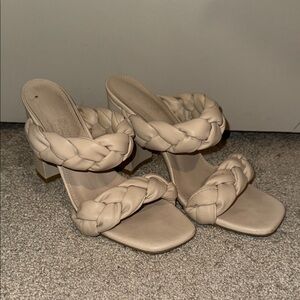 Braided Strap Tan Women's Heels